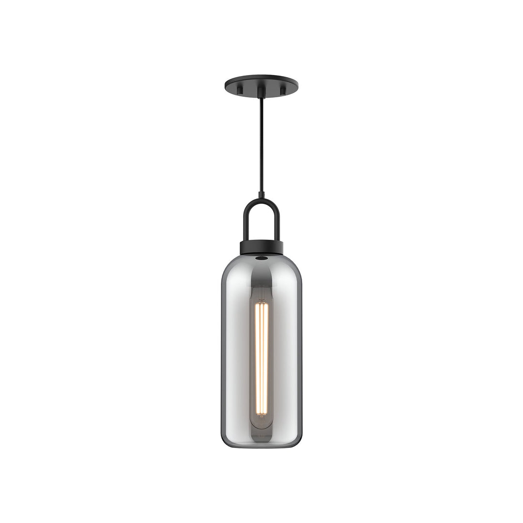 Alora Canada - PD401505MBSM - One Light Pendant - Soji - Matte Black/Smoked Solid Glass
