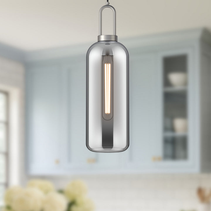 Alora Canada - PD401606BNSM - One Light Pendant - Soji - Brushed Nickel/Smoked Solid Glass
