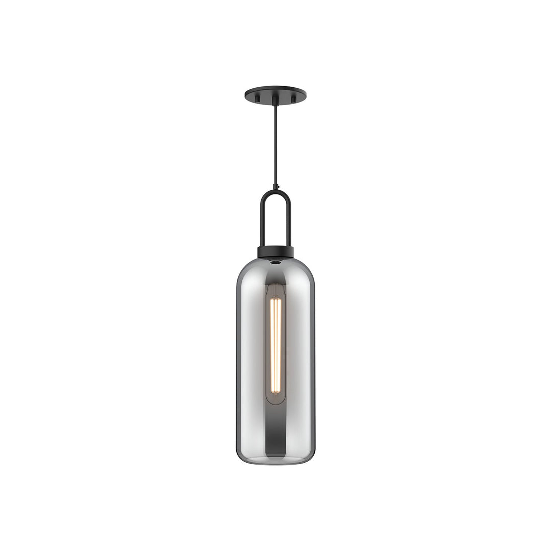 Alora Canada - PD401606MBSM - One Light Pendant - Soji - Matte Black/Smoked Solid Glass
