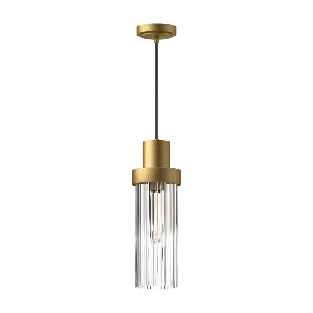Alora Canada - PD435605BGCR - One Light Pendant - Kent - Brushed Gold/Clear Ribbed Glass