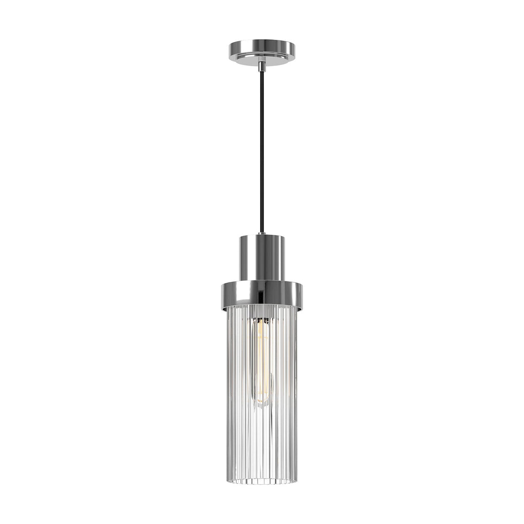 Alora Canada - PD435605CHCR - One Light Pendant - Kent - Chrome/Clear Ribbed Glass