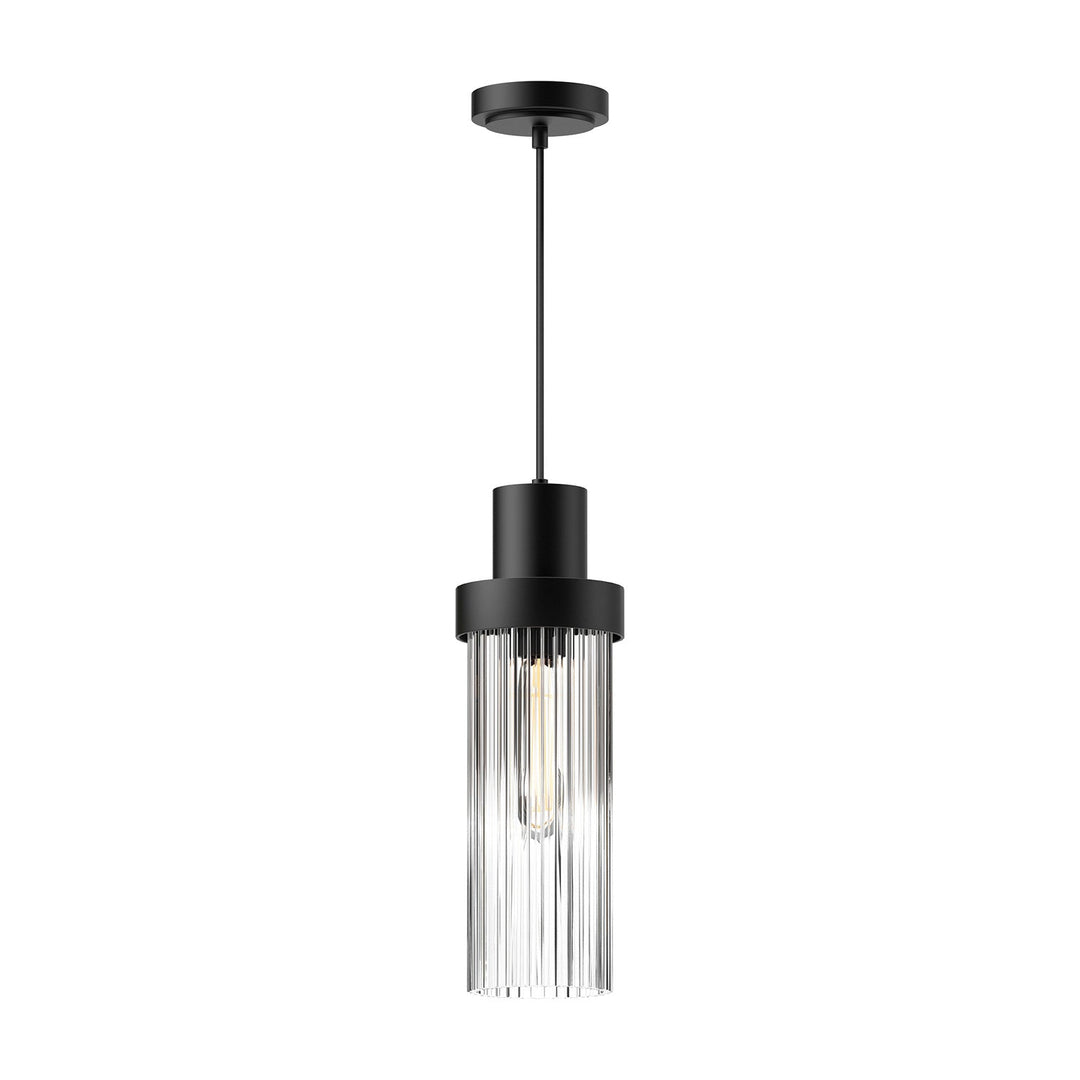 Alora Canada - PD435605MBCR - One Light Pendant - Kent - Clear Ribbed Glass/Matte Black