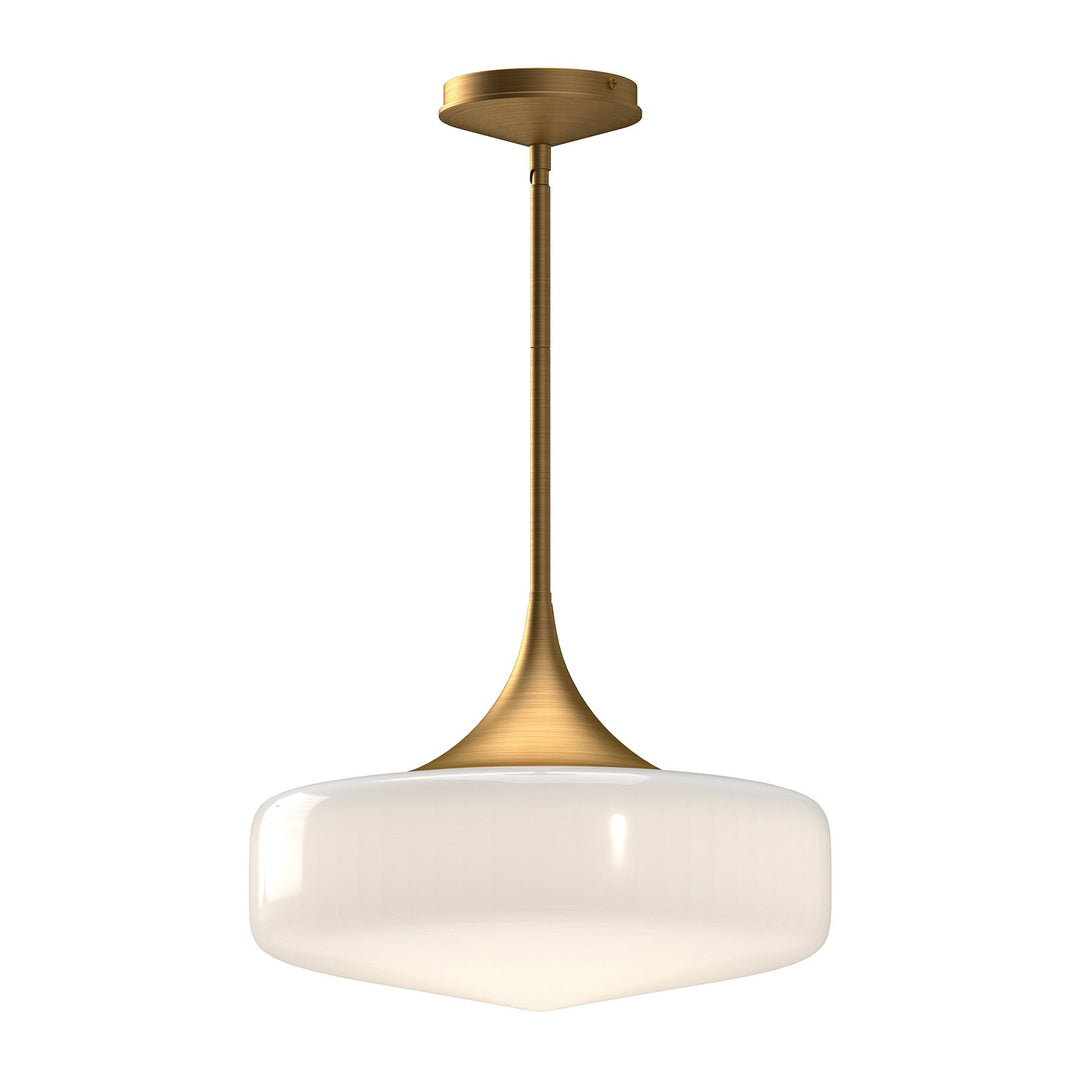 Alora Canada - PD440814AGGO - One Light Pendant - Lincoln - Aged Gold/Glossy Opal Glass