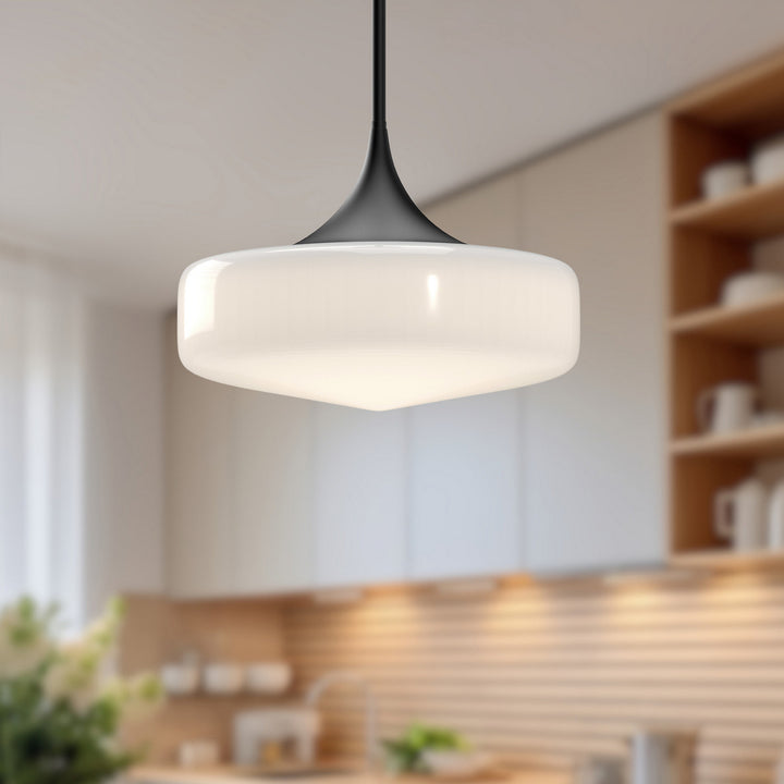 Alora Canada - PD440814MBGO - One Light Pendant - Lincoln - Glossy Opal Glass/Matte Black