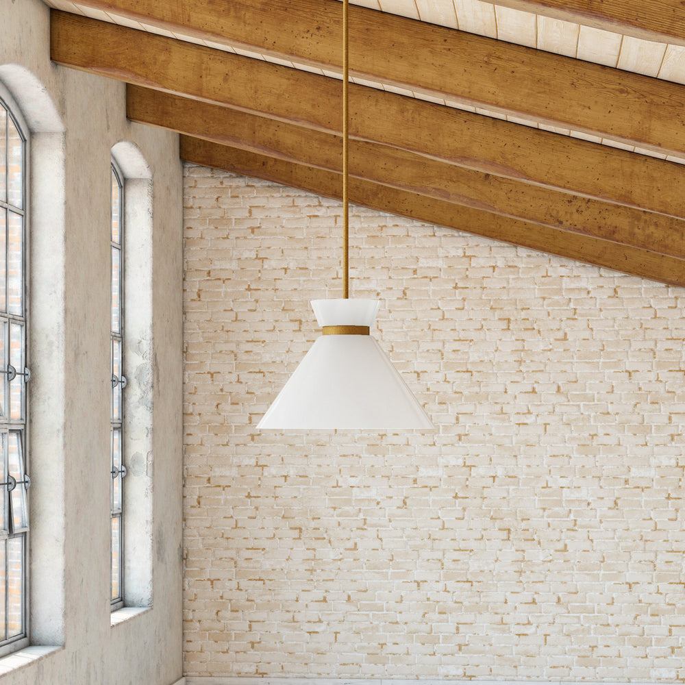 Alora Canada - PD470108BGGO - One Light Pendant - Halston - Brushed Gold/Glossy Opal Glass