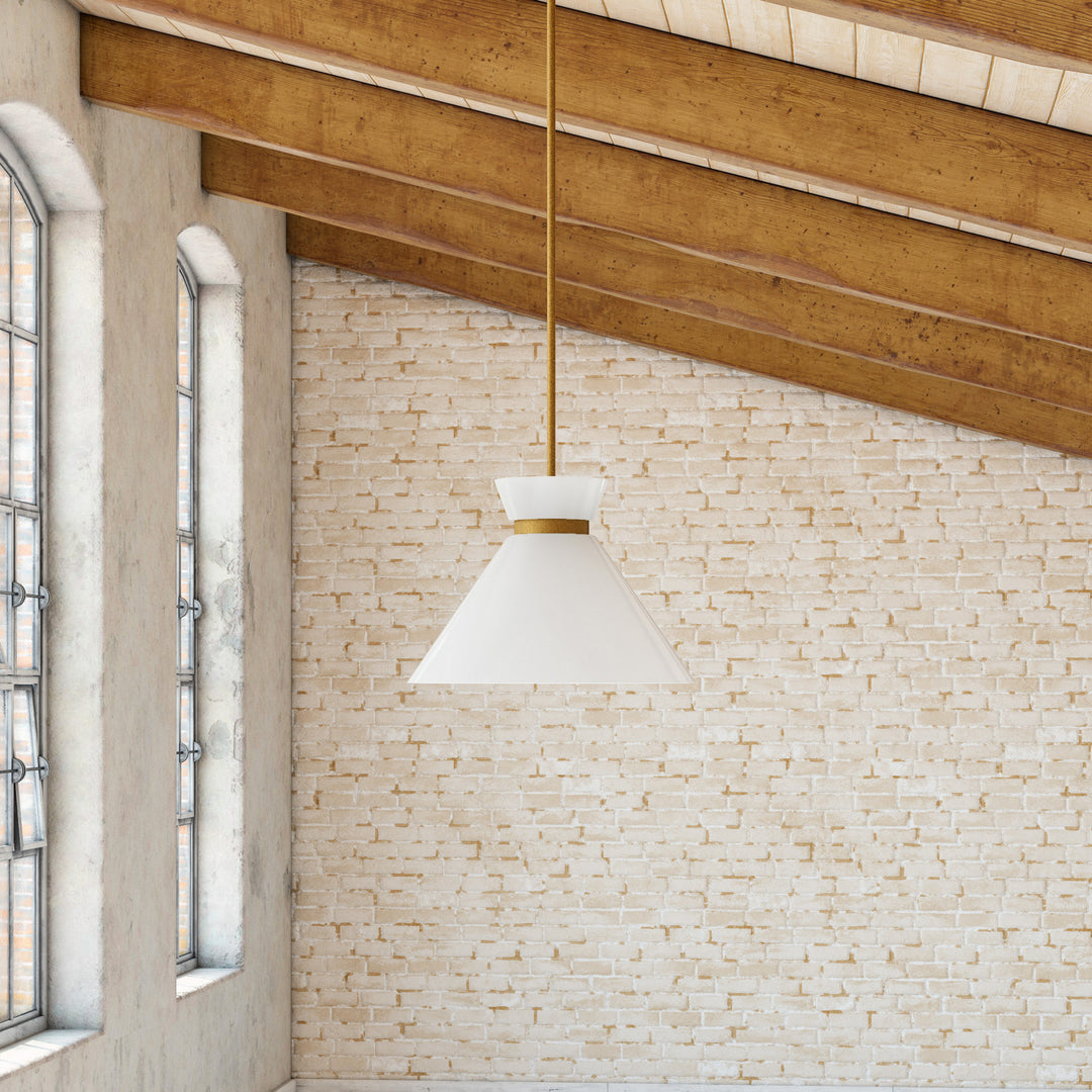 Alora Canada - PD470108BGGO - One Light Pendant - Halston - Brushed Gold/Glossy Opal Glass
