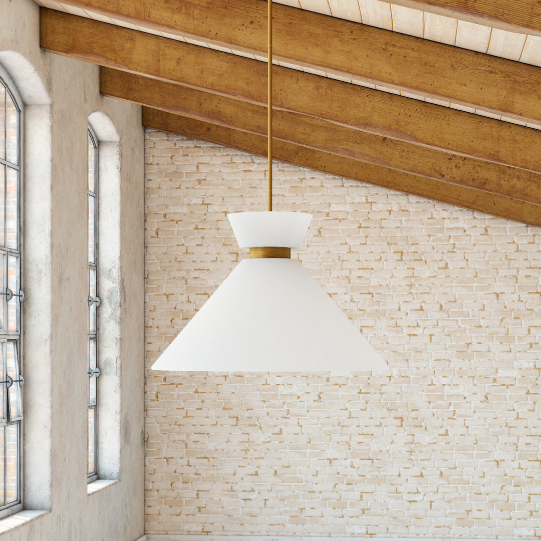 Alora Canada - PD470514BGGO - One Light Pendant - Halston - Brushed Gold/Glossy Opal Glass