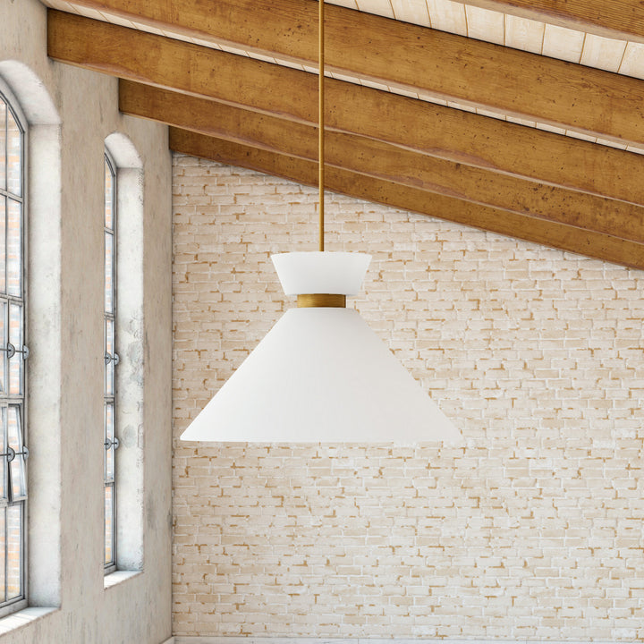 Alora Canada - PD470514BGGO - One Light Pendant - Halston - Brushed Gold/Glossy Opal Glass