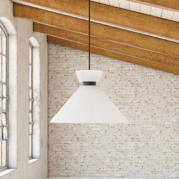 Alora Canada - PD470514MBGO - One Light Pendant - Halston - Glossy Opal Glass/Matte Black