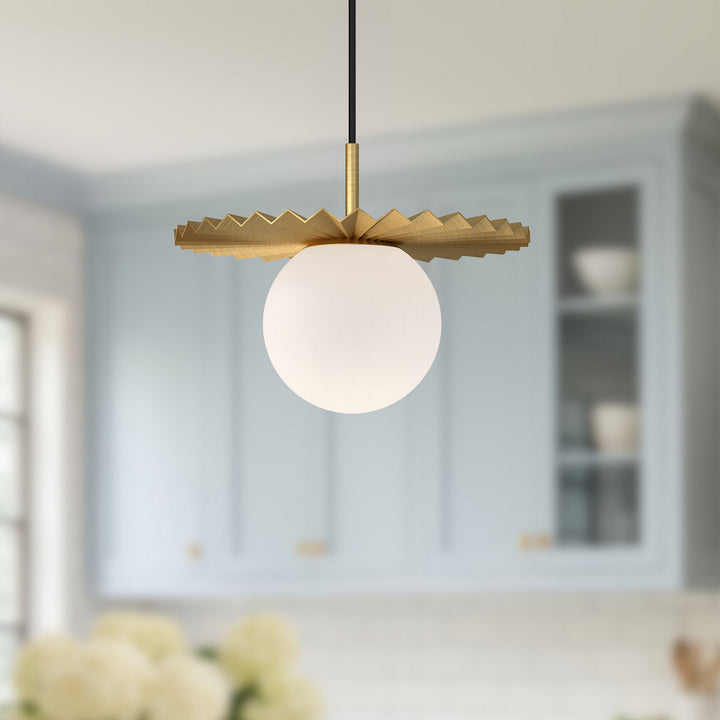 Alora Canada - PD501212BGOP - One Light Pendant - Plume - Brushed Gold/Opal Matte Glass