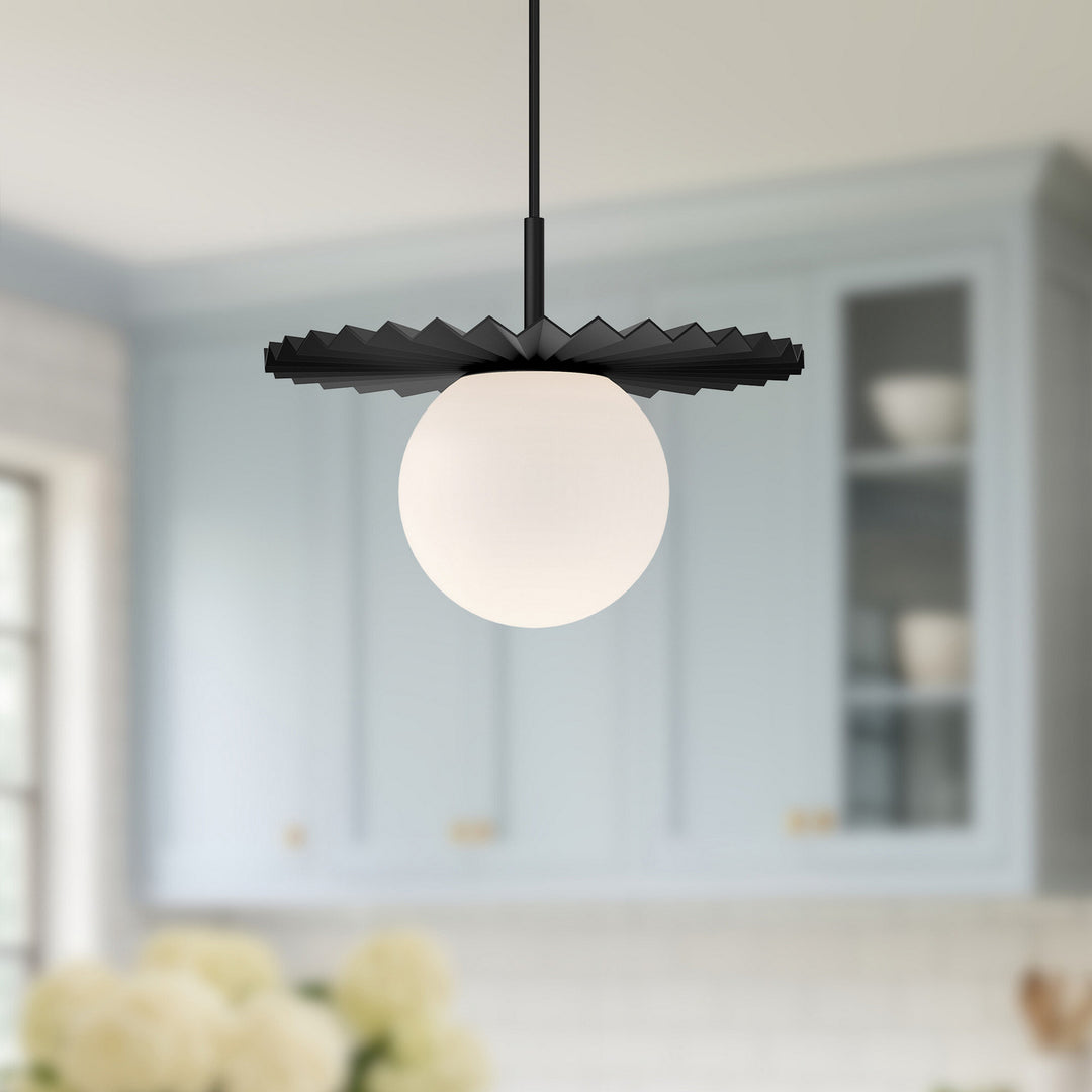 Alora Canada - PD501212MBOP - One Light Pendant - Plume - Matte Black/Opal Matte Glass
