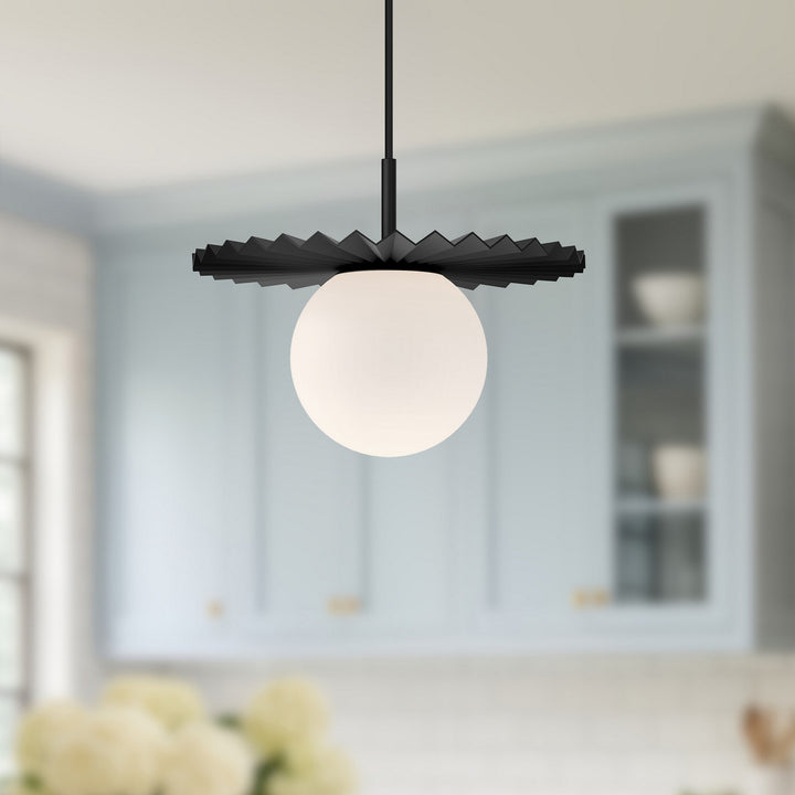 Alora Canada - PD501212MBOP - One Light Pendant - Plume - Matte Black/Opal Matte Glass
