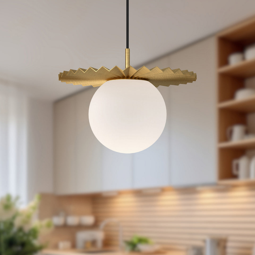 Alora Canada - PD501214BGOP - One Light Pendant - Plume - Brushed Gold/Opal Matte Glass