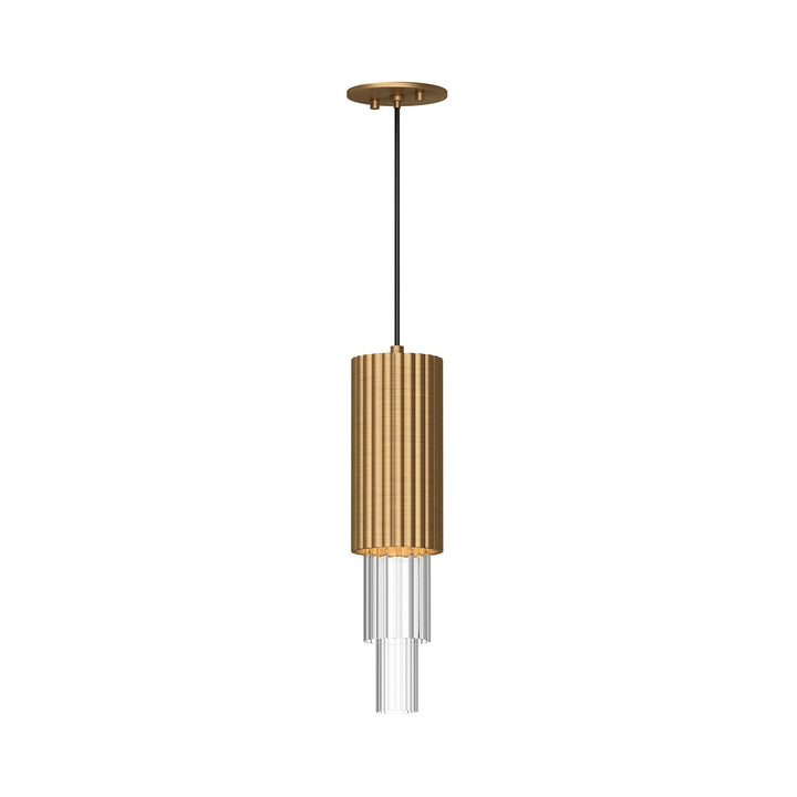 Alora Canada - PD502204AGCR - LED Pendant - Bordeaux - Aged Gold/Clear Ribbed Glass