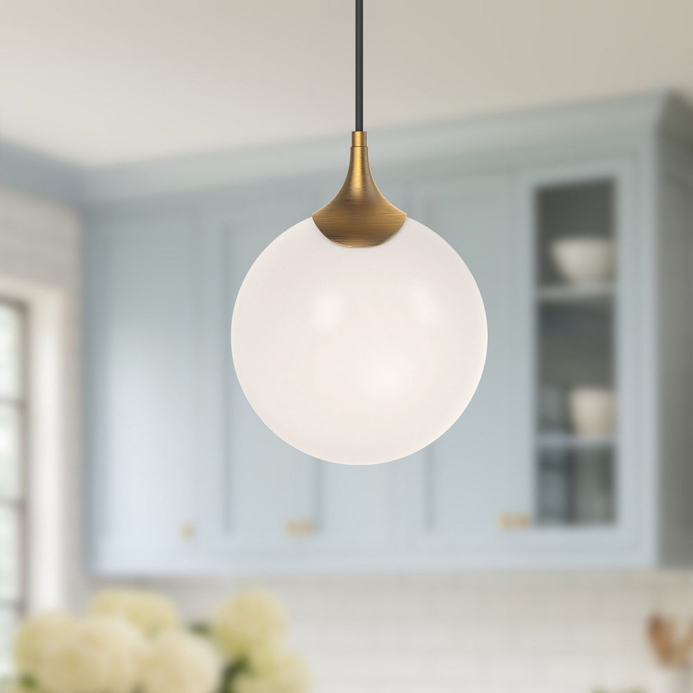 Alora Canada - PD505108AGOP - One Light Pendant - Nouveau - Aged Gold/Opal Matte Glass
