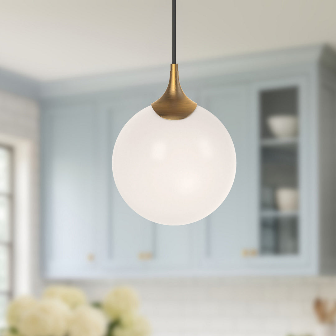 Alora Canada - PD505108AGOP - One Light Pendant - Nouveau - Aged Gold/Opal Matte Glass