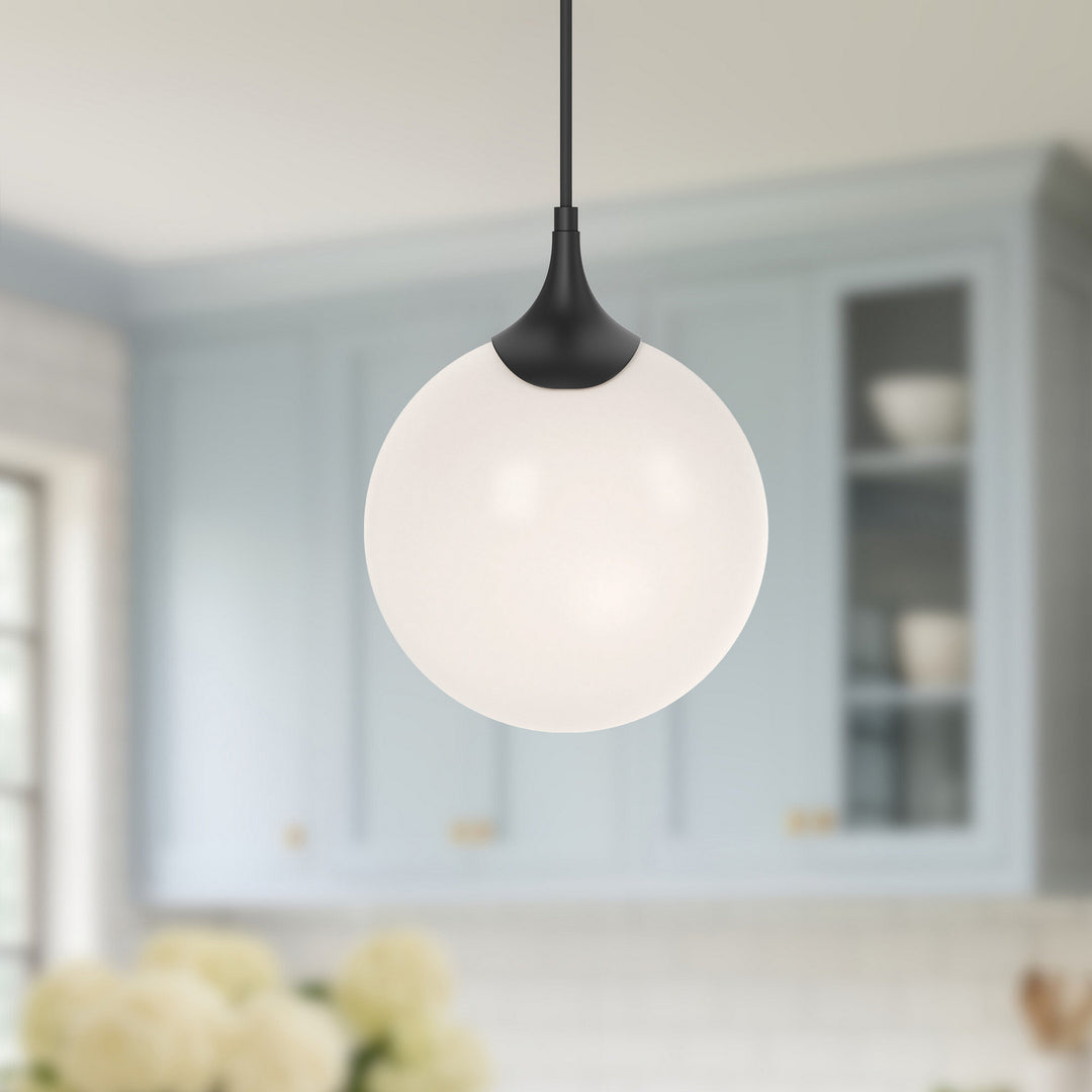 Alora Canada - PD505108MBOP - One Light Pendant - Nouveau - Matte Black/Opal Matte Glass