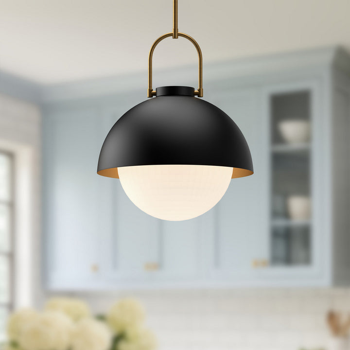 Alora Canada - PD507216MBOP - One Light Pendant - Harper - Matte Black/Opal Matte Glass