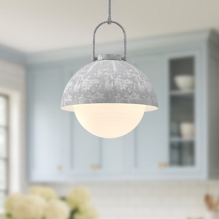 Alora Canada - PD507216SLOP - One Light Pendant - Harper - Steel Shade/Opal Matte Glass
