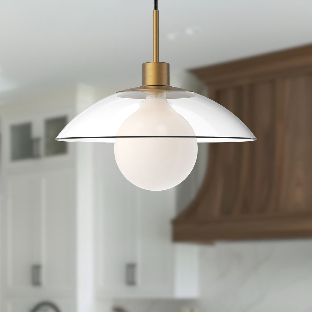 Alora Canada - PD517112AGCL - One Light Pendant - Francesca - Aged Gold/Clear Glass