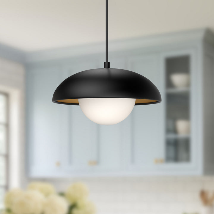 Alora Canada - PD522011MBOP - One Light Pendant - Rubio - Matte Black/Opal Matte Glass