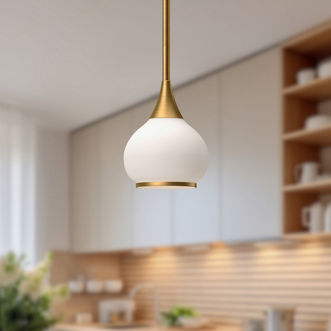 Alora Canada - PD524006AGOP - One Light Pendant - Hazel - Aged Gold/Opal Matte Glass