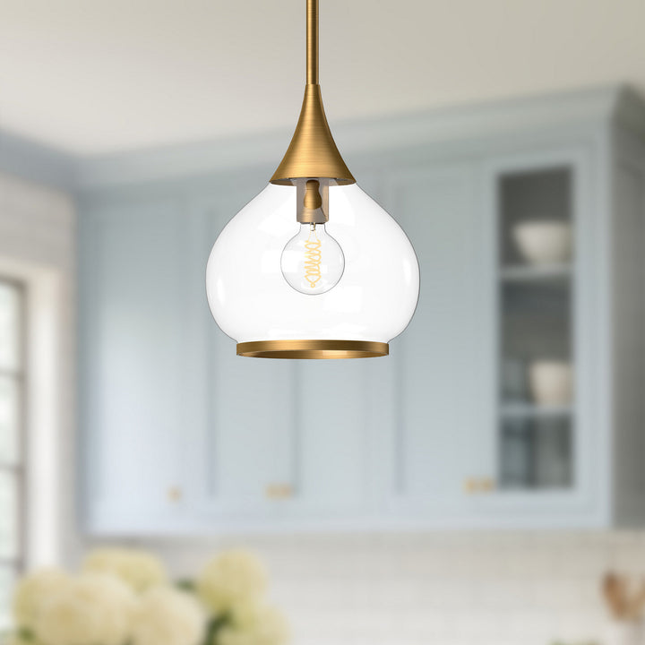 Alora Canada - PD524110AGCL - One Light Pendant - Hazel - Aged Gold/Clear Glass