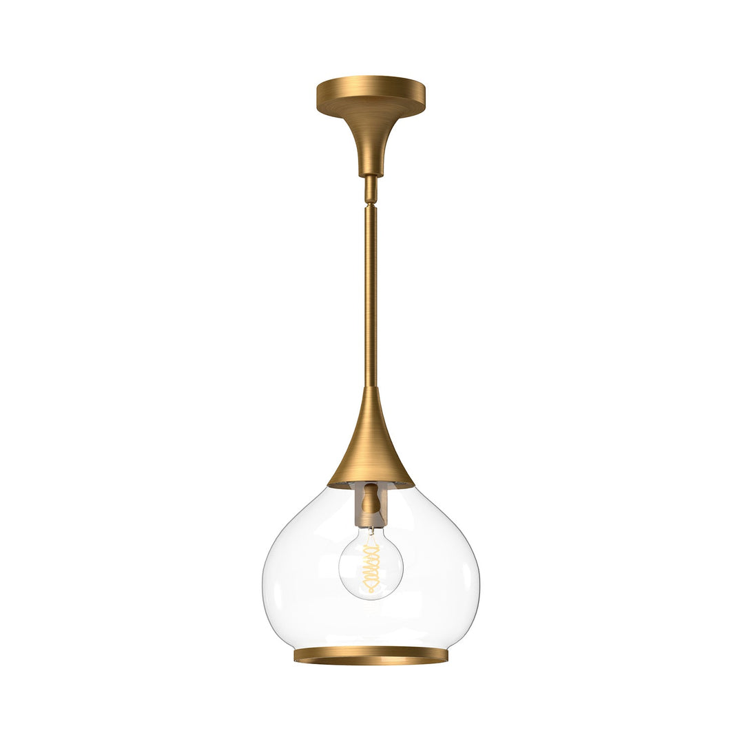 Alora Canada - PD524110AGCL - One Light Pendant - Hazel - Aged Gold/Clear Glass