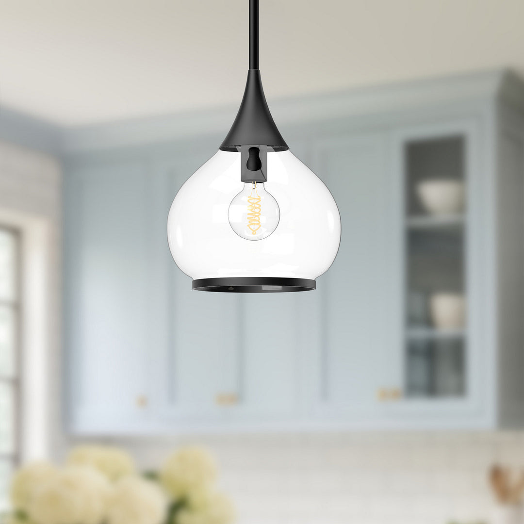 Alora Canada - PD524110MBCL - One Light Pendant - Hazel - Clear Glass/Matte Black