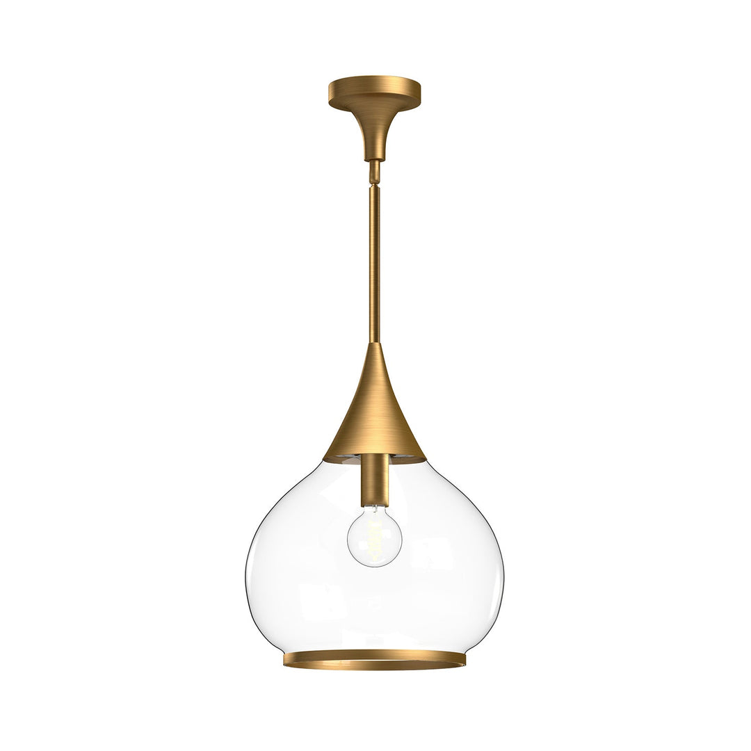 Alora Canada - PD524214AGCL - One Light Pendant - Hazel - Aged Gold/Clear Glass