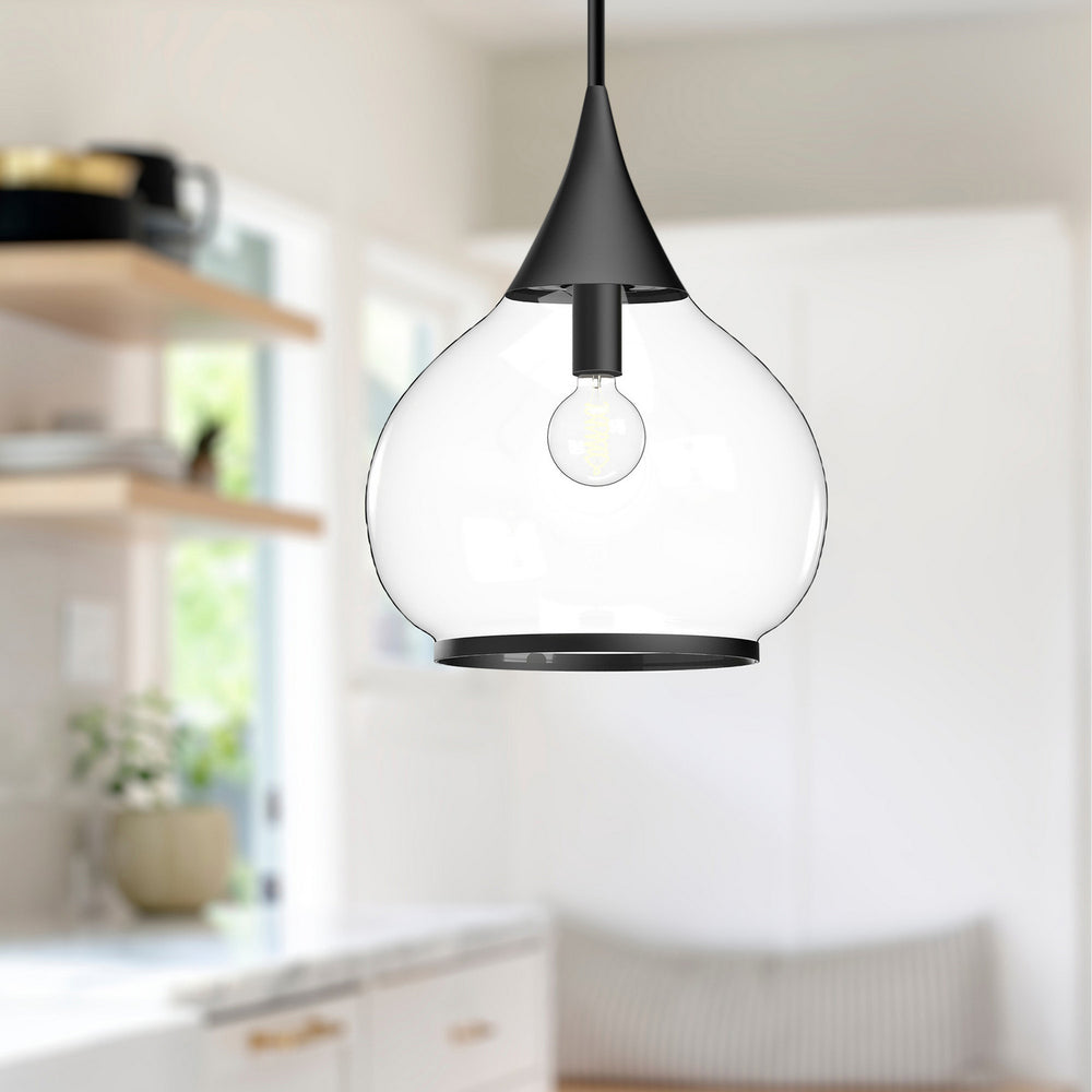 Alora Canada - PD524214MBCL - One Light Pendant - Hazel - Clear Glass/Matte Black