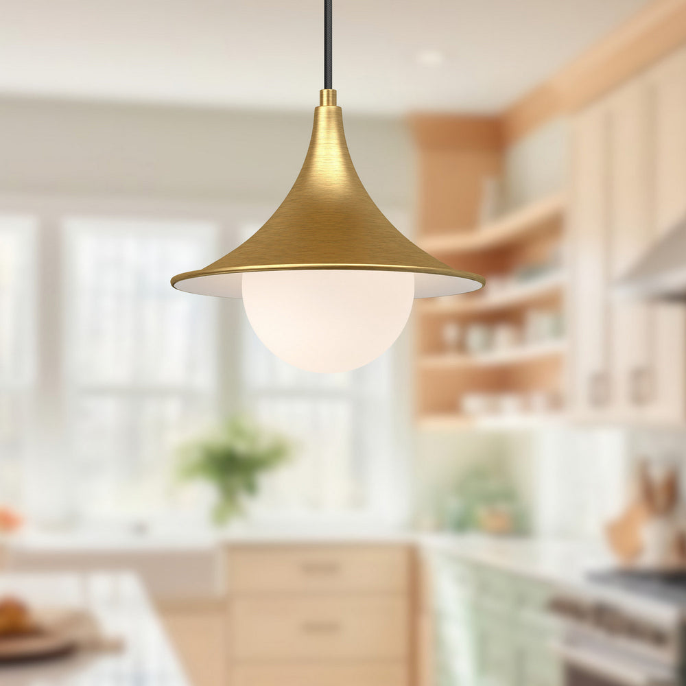 Alora Canada - PD525009BGOP - One Light Pendant - Fuji - Brushed Gold/Opal Matte Glass