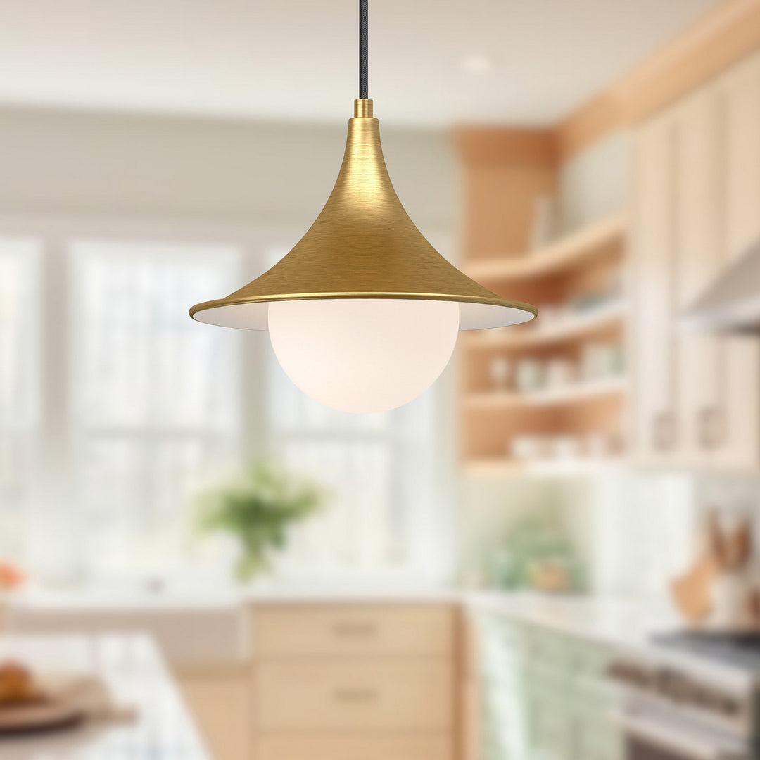 Alora Canada - PD525009BGOP - One Light Pendant - Fuji - Brushed Gold/Opal Matte Glass