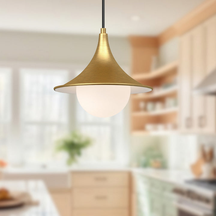 Alora Canada - PD525009BGOP - One Light Pendant - Fuji - Brushed Gold/Opal Matte Glass