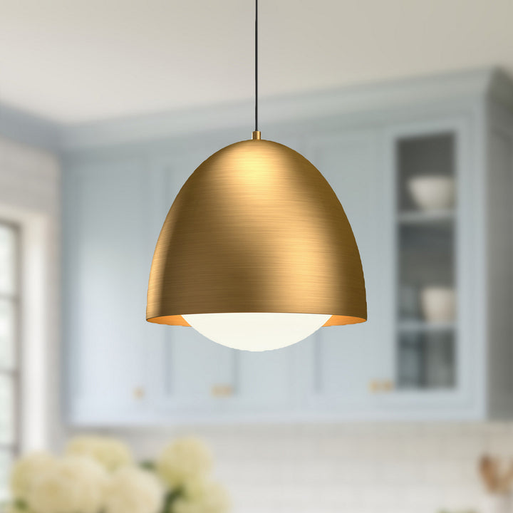 Alora Canada - PD529116AGOP - One Light Pendant - Kenji - Aged Gold/Opal Matte Glass