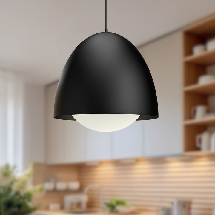Alora Canada - PD529220MBOP - One Light Pendant - Kenji - Matte Black/Opal Matte Glass