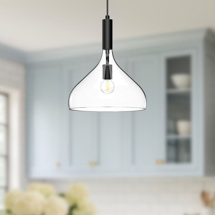 Alora Canada - PD532312MBCL - One Light Pendant - Belleview - Clear Glass/Matte Black