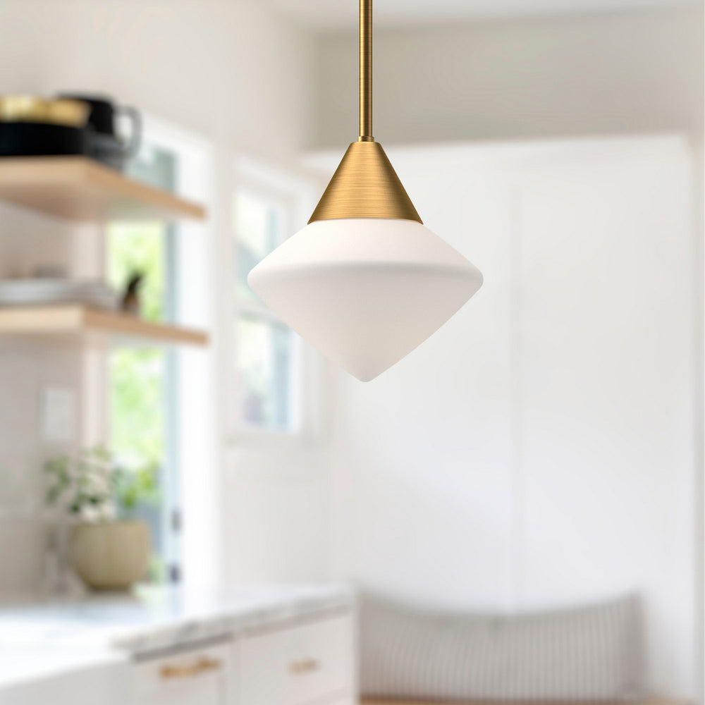 Alora Canada - PD537508AGOP - One Light Pendant - Nora - Aged Gold/Opal Matte Glass