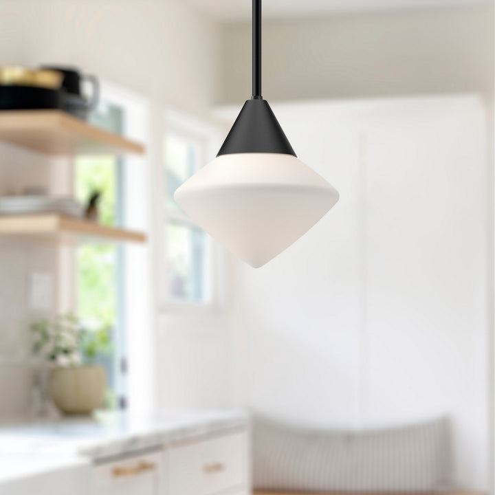 Alora Canada - PD537508MBOP - One Light Pendant - Nora - Matte Black/Opal Matte Glass