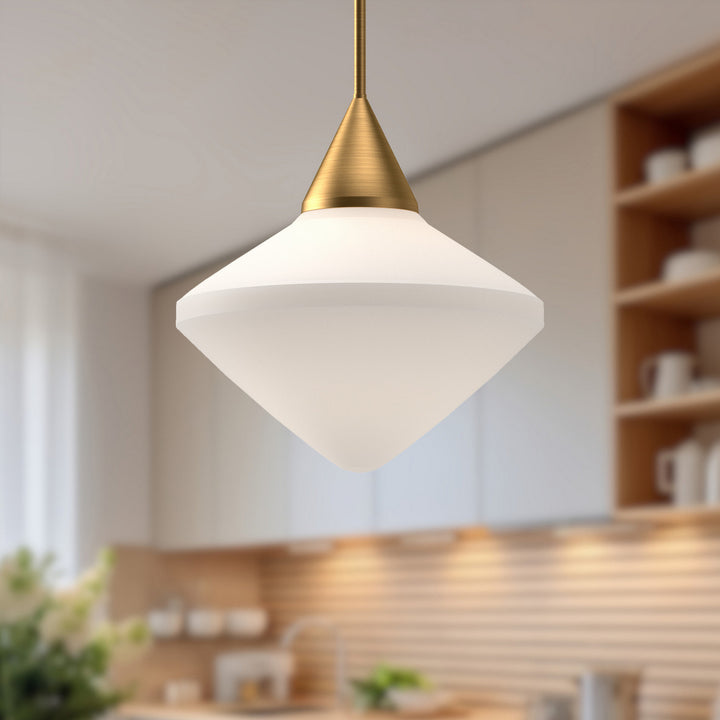 Alora Canada - PD537714AGOP - One Light Pendant - Nora - Aged Gold/Opal Matte Glass