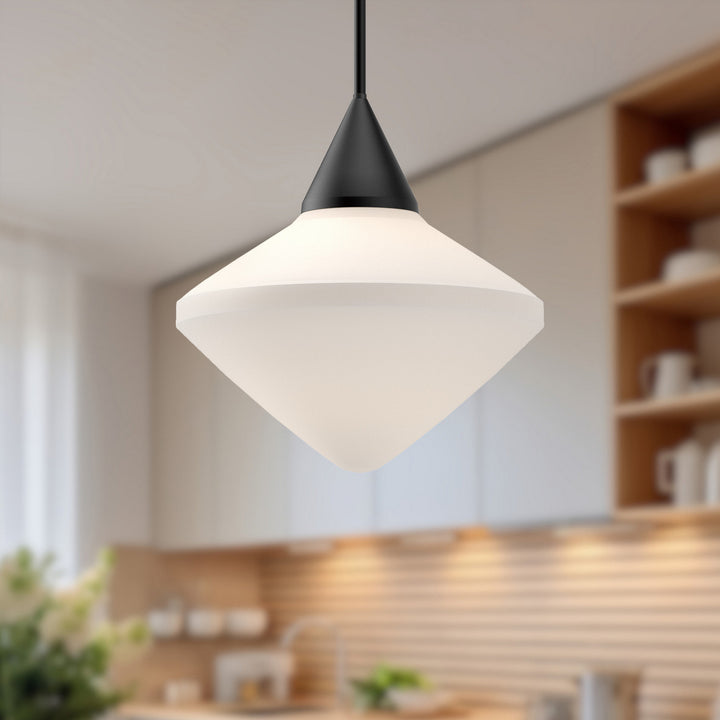 Alora Canada - PD537714MBOP - One Light Pendant - Nora - Matte Black/Opal Matte Glass