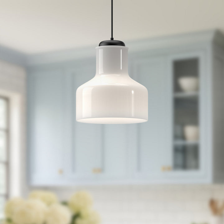 Alora Canada - PD540411MBGO - One Light Pendant - Westlake - Glossy Opal Glass/Matte Black