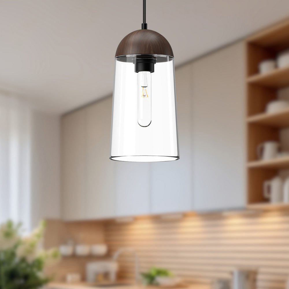 Alora Canada - PD542207MBWT - One Light Pendant - Emil - Matte Black/Walnut