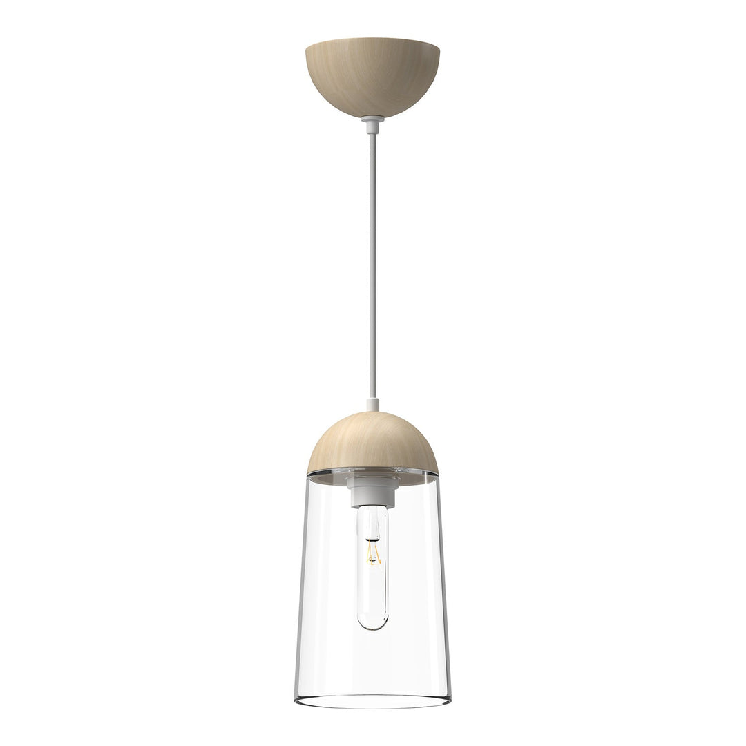 Emil One Light Pendant in White/White Oak Alora Canada