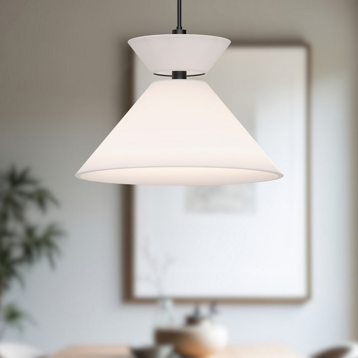 Alora Canada - PD543022MBWL - One Light Pendant - Chapelle - Matte Black/White Linen