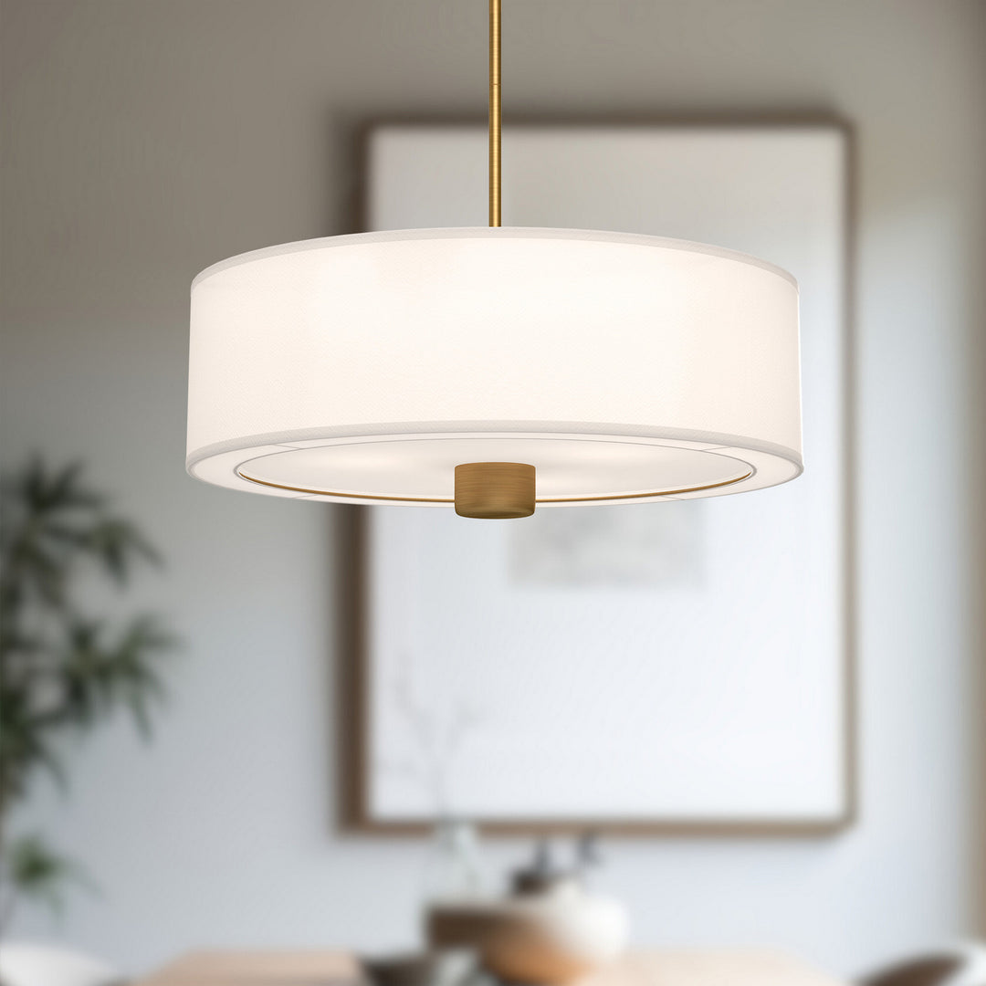 Alora Canada - PD547924AGWL - Three Light Pendant - Theo - Aged Gold/White Linen