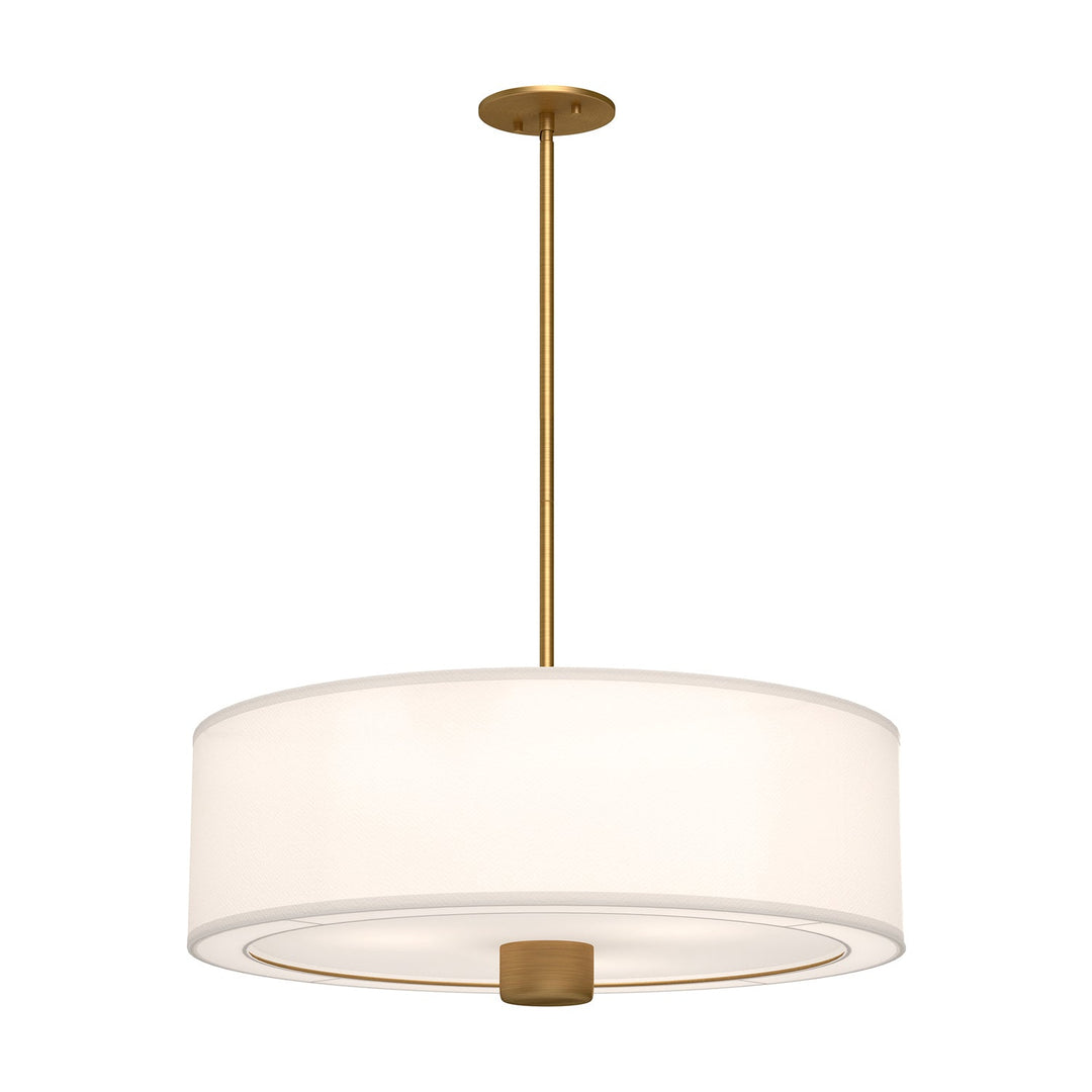 Alora Canada - PD547924AGWL - Three Light Pendant - Theo - Aged Gold/White Linen