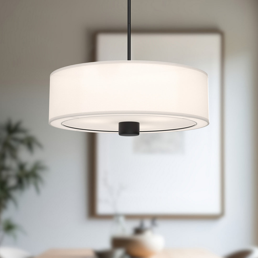 Alora Canada - PD547924MBWL - Three Light Pendant - Theo - Matte Black/White Linen