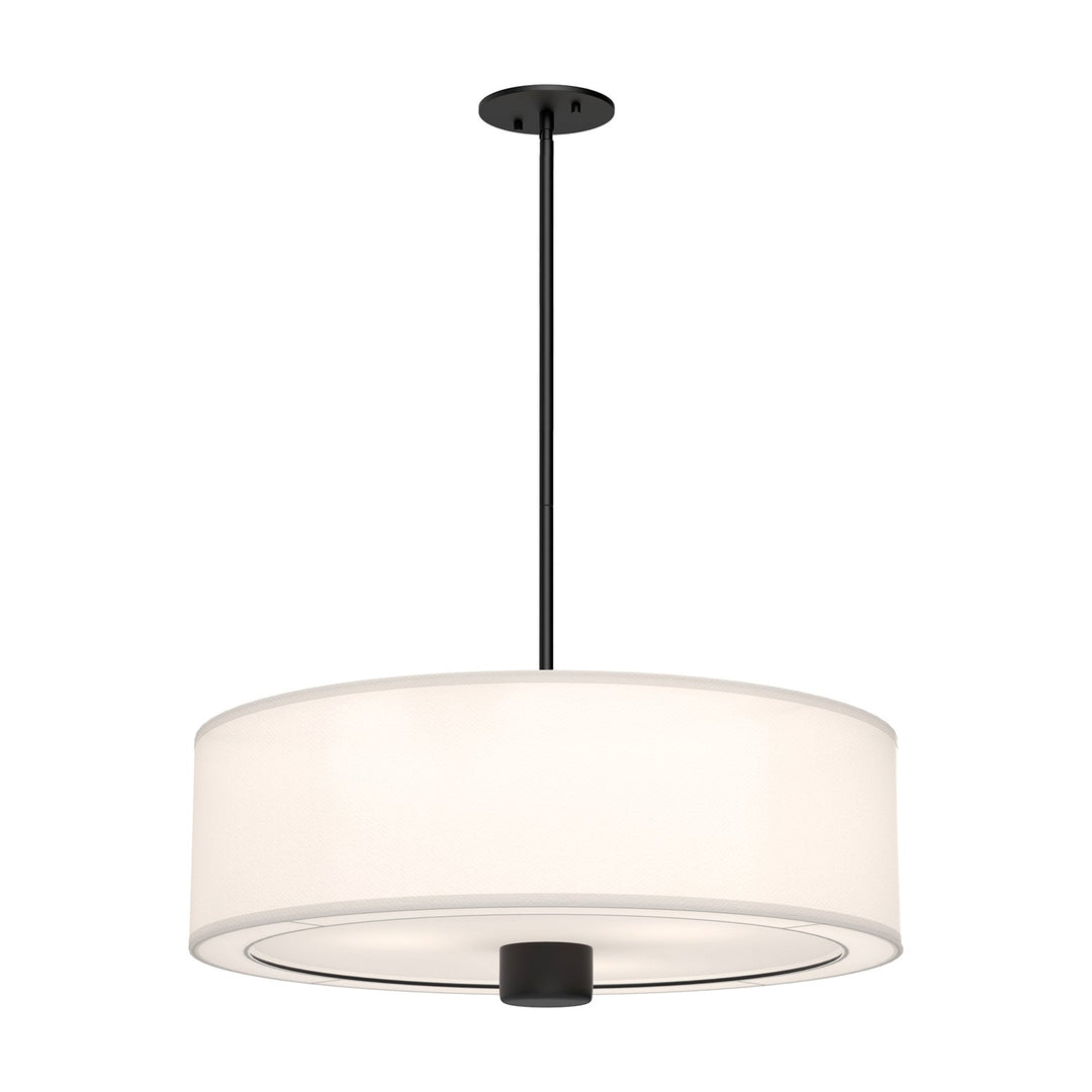 Alora Canada - PD547924MBWL - Three Light Pendant - Theo - Matte Black/White Linen
