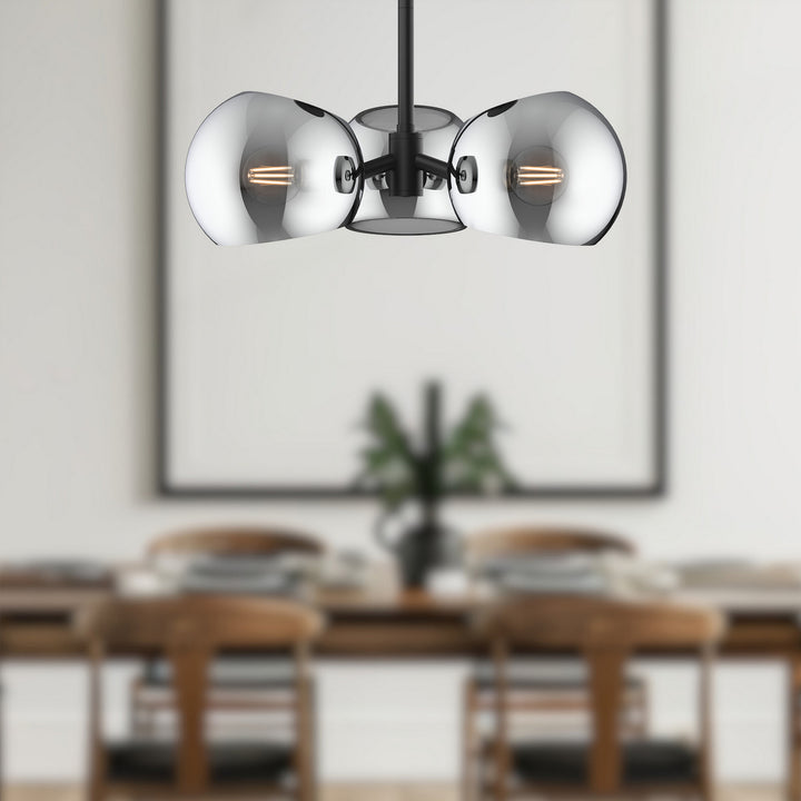 Alora Canada - PD548315MBSM - Three Light Pendant - Willow - Matte Black/Smoked Solid Glass